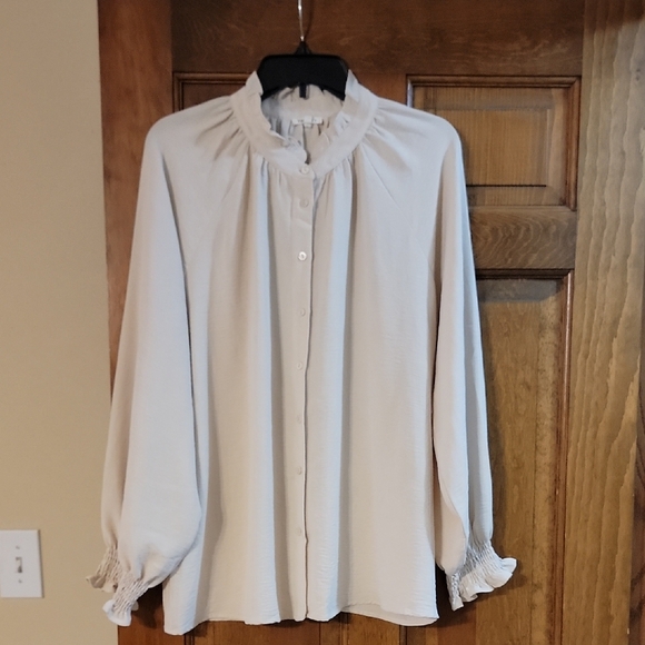 JODIFL Cream Long Sleeve Ruffled Blouse - Picture 1 of 7